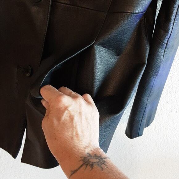 Wilson's Leather Vintage Black Midi Trench Coat 1980 Women's Medium Perfect - Picture 6 of 11